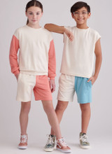 Colour Block Sweatshirts & Shorts in Simplicity Kids (S9801)