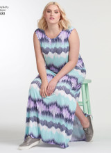 Plus Size Midi or Maxi Jersey Dresses in Simplicity (S8590)