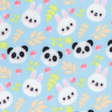 Anti-Pil Fleece: Panda & Bunny on Blue - Per ½ Metre