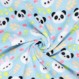 Anti-Pil Fleece: Panda & Bunny on Blue - Per ½ Metre