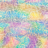 50's Cotton Batik: Abstract Plant Pastel Rainbow