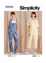 Relaxed Fit Straight Leg Overalls in Simplicity Misses' (S9590)
