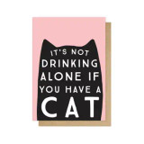 Image for Greeting Card - Drinking Alone Cat
