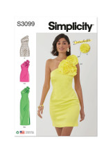 One Shoulder Dress w/Detachable Flower in Simplicity Misses' (S3099)