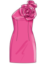 One Shoulder Dress w/Detachable Flower in Simplicity Misses' (S3099)