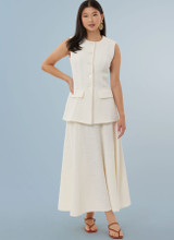Semi-Fitted Vest, Flared Skirt & Wide Leg Pants in Simplicity Misses' (S3108)