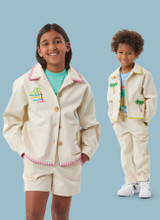 Jacket w/Dropped Shoulders, Pull-On Shorts & Pants w/Elasticated Waistband in Simplicity Kids (S3113)