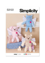 Plush Bear, Kitty & Puppy w/Wings in Simplicity (S3122)