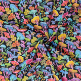 Luminous: Mushrooms on Black - 100% Cotton