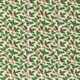 Xmas Scandi: Large Holly on Cream - 100% Cotton