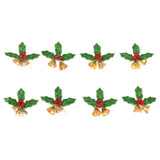 Craft Embellishments (8pcs) - Holly w/Bells