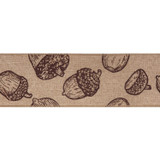 Premium Wire Edge Ribbon (63mm) - Acorns - Per Metre
