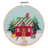 Embroidery Kit w/Hoop - Christmas Cottage