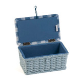 Embroidered Wicker Basket Sewing Box - Wild Floral Plaid