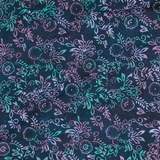 50's Cotton Batik: Floral on Navy Blue - Per ½ Metre
