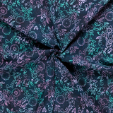 50's Cotton Batik: Floral on Navy Blue - Per ½ Metre