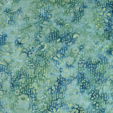 50's Cotton Batik: Seafoam Sage Shapes on Deep Marine - Per ½ Metre