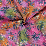 50's Cotton Batik: Leaves on Pink & Orange - Per ½ Metre