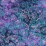 50's Cotton Batik: Lilac & Green Abstract on Purple - Per ½ Metre