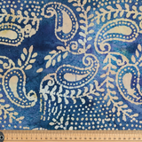 50's Cotton Batik: Paisley on Blue - Per ½ Metre