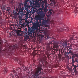 50's Cotton Batik: Watermelon Blush Floral on Twilight Haze - Per ½ Metre