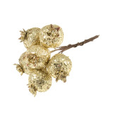 Glitter Pomegranates on Wire (12pcs) - Gold