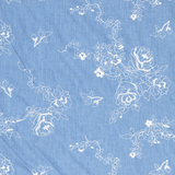 Delicate Floral Embroidered Chambray in Denim Blue - Per ½ Metre