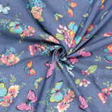Cotton Chambray in Multicoloured Butterfly Print - Per ½ Metre