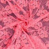 Premium Lace: Guipure Lace Floral Cluster on Soft Tulle - Per ¼ Metre