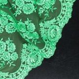 Premium Lace: Guipure Lace Floral Cluster on Soft Tulle - Per ¼ Metre