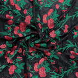 Embroidered Cherry Lace on Black - Per ½ Metre