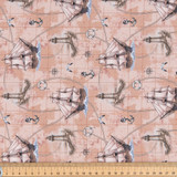 Sail Across the Sea: Navigators Map - 100% Cotton