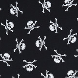 Cotton Poplin Print - Skull & Crossbones on Black - Per ½ Metre
