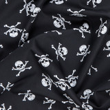 Cotton Poplin Print - Skull & Crossbones on Black - Per ½ Metre