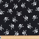 Cotton Poplin Print - Skull & Crossbones on Black - Per ½ Metre
