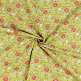Cotton Poplin Print - Red Floral on Green - Per ½ Metre
