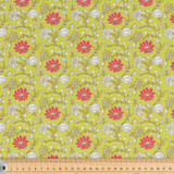Cotton Poplin Print - Red Floral on Green - Per ½ Metre