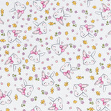 Cotton Poplin Print - Kawaii Rabbits on White - Per ½ Metre