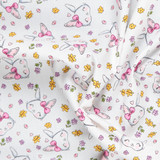 Cotton Poplin Print - Kawaii Rabbits on White - Per ½ Metre