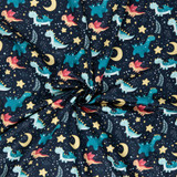 Cotton Poplin Print - Dinosaurs on Navy - Per ½ Metre