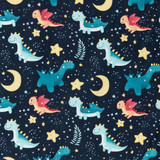 Cotton Poplin Print - Dinosaurs on Navy - Per ½ Metre