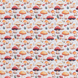 Cotton Poplin Print - Mushrooms on White - Per ½ Metre