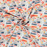 Cotton Poplin Print - Stacked Books - Per ½ Metre