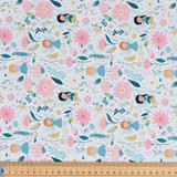 Cotton Poplin Print - Fairies & Flowers on White - Per ½ Metre