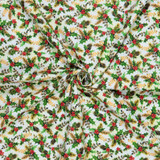 Noel: Christmas Flowers on White - 100% Cotton