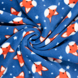 Anti-Pil Fleece: Foxes on Blue - Per ½ Metre