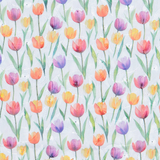Embroidered Tulips on Cotton Mix - Per ½ Metre