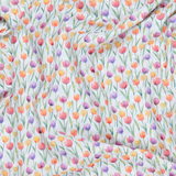 Embroidered Tulips on Cotton Mix - Per ½ Metre