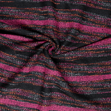 Woven Slub Coating Fuchsia & Tangerine Stripe on Black - Per ¼ Metre