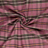 Polyester & Wool Mix Tartan in Pink, Olive & Orange - Per ½ Metre